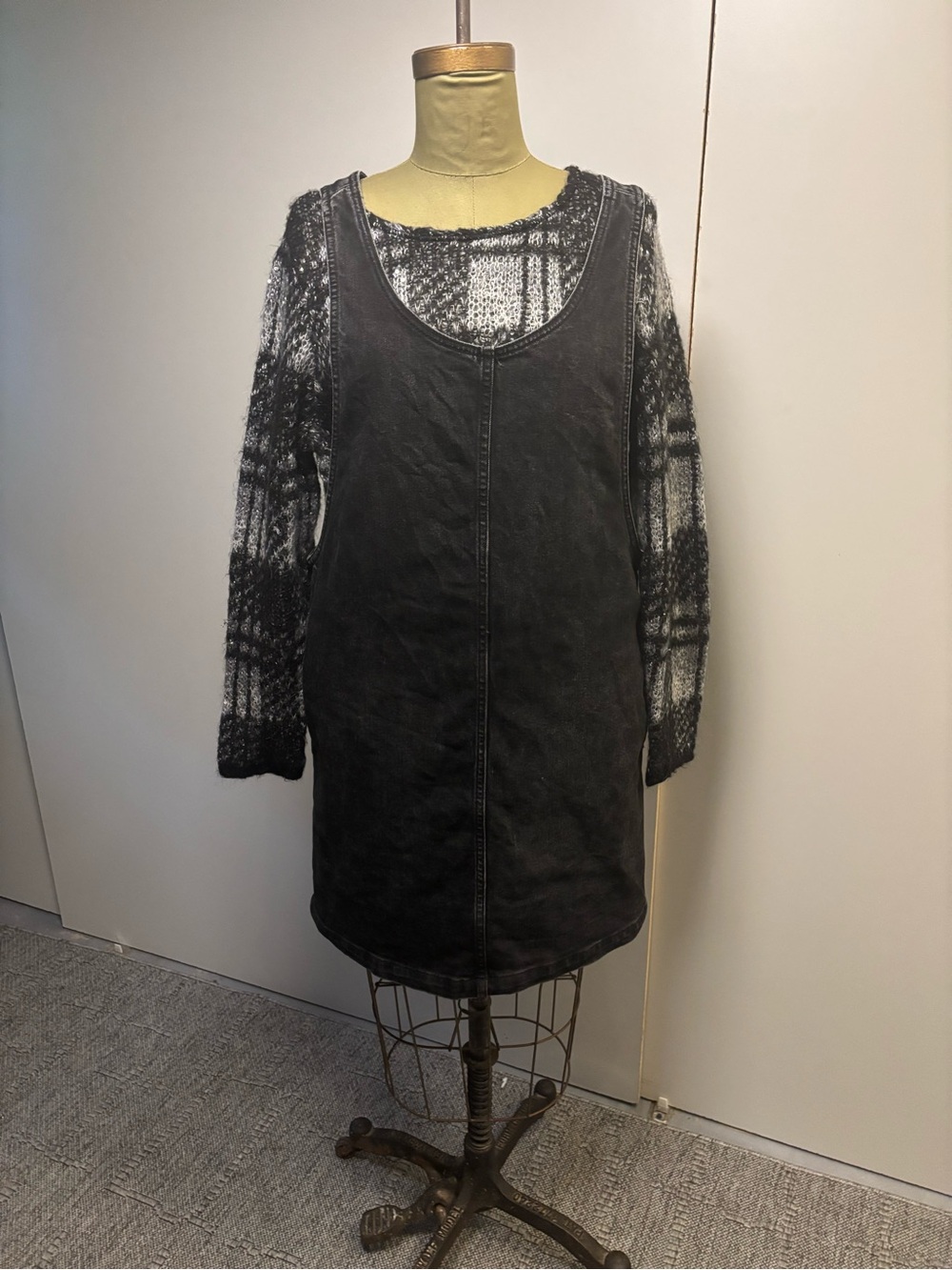 Black denim Sleeveless mini dress